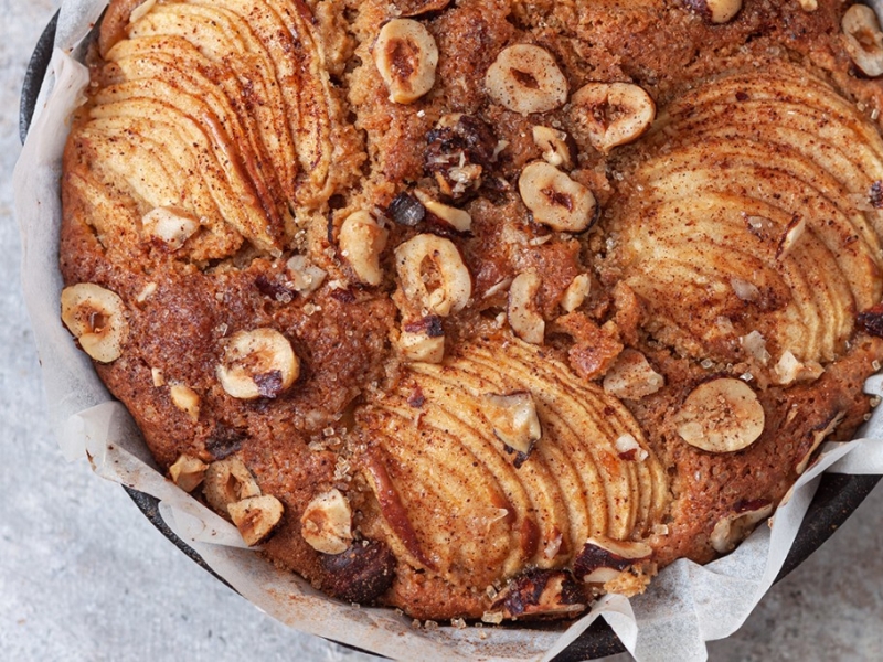 Tarte aux pommes et noisettes