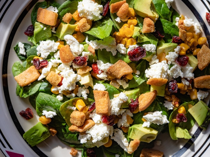 Salade composée au fromage de chèvre et au piment Niora