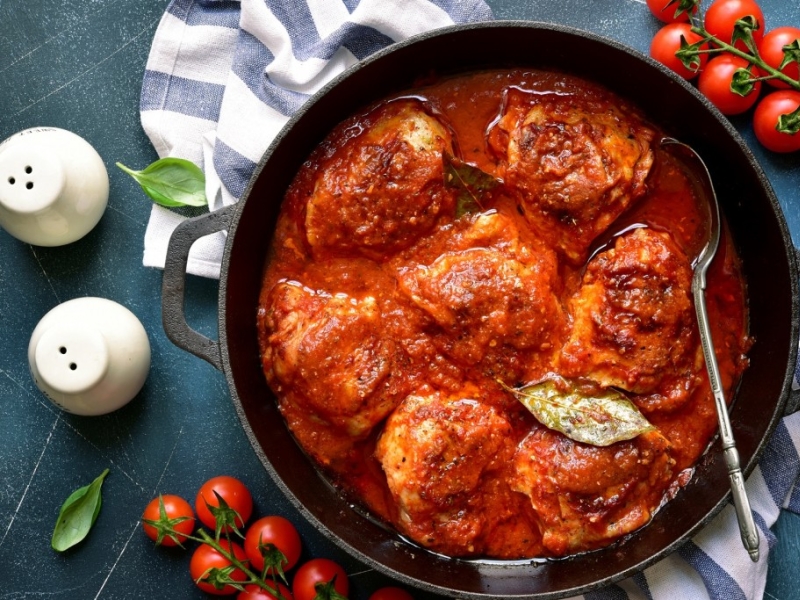 Poulet aux tomates safrané